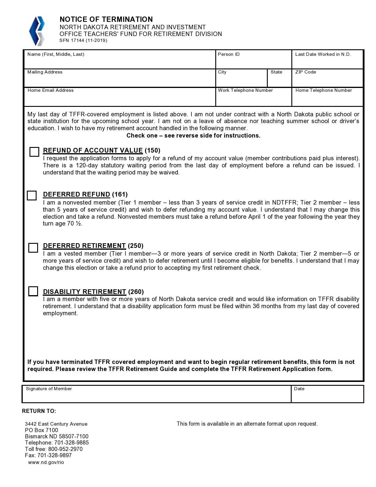 notice of termination