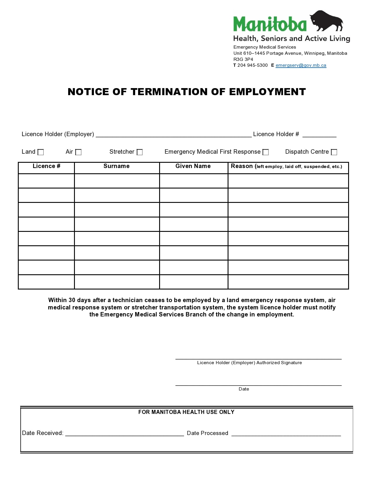 notice of termination