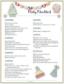 party shopping checklist template sample