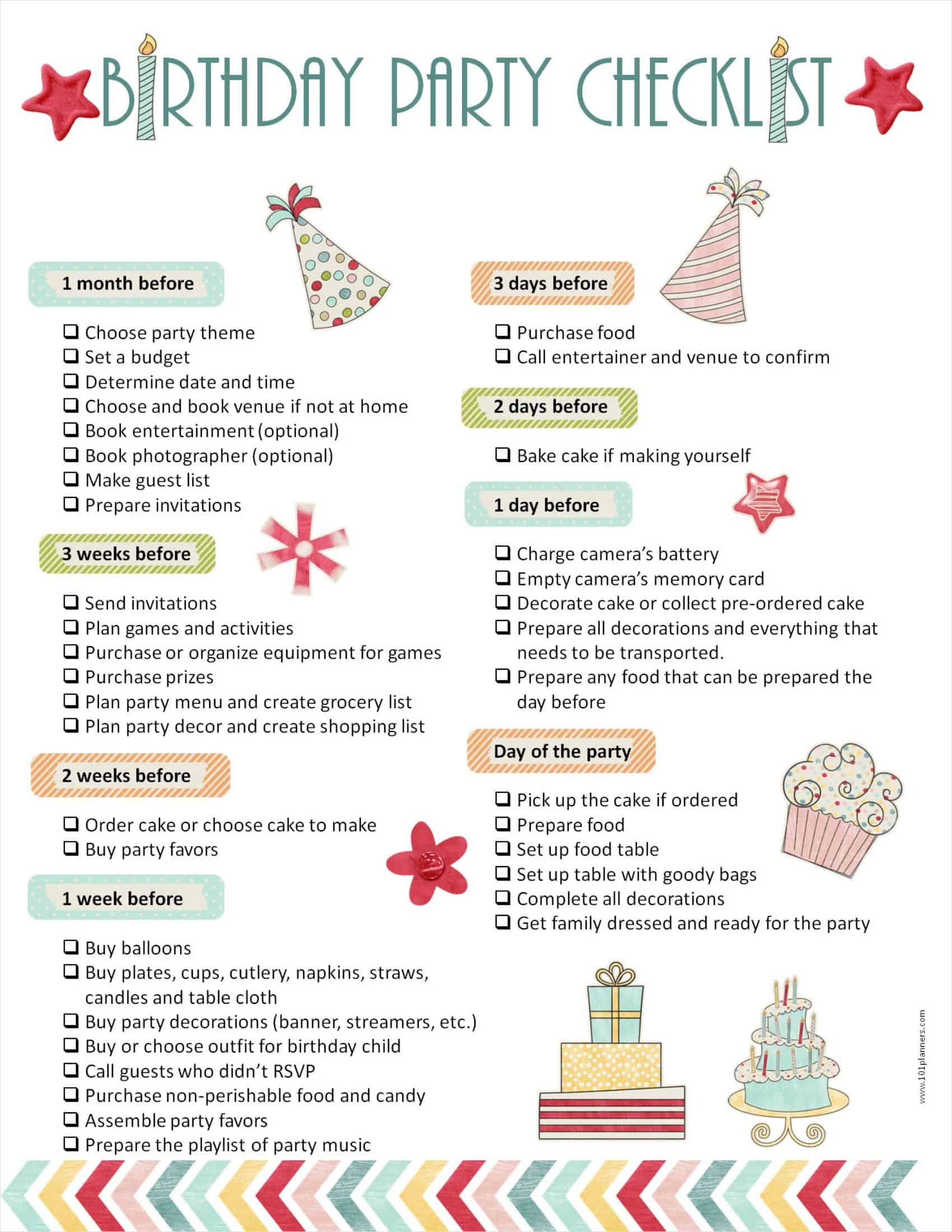 party shopping checklist template