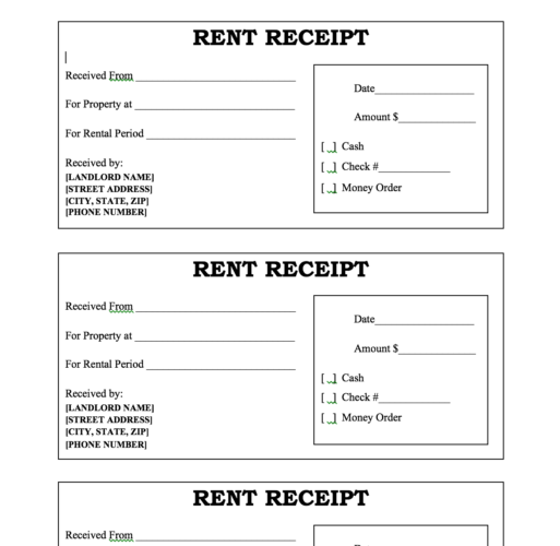 √ Free Printable Payment Rent Receipt Template