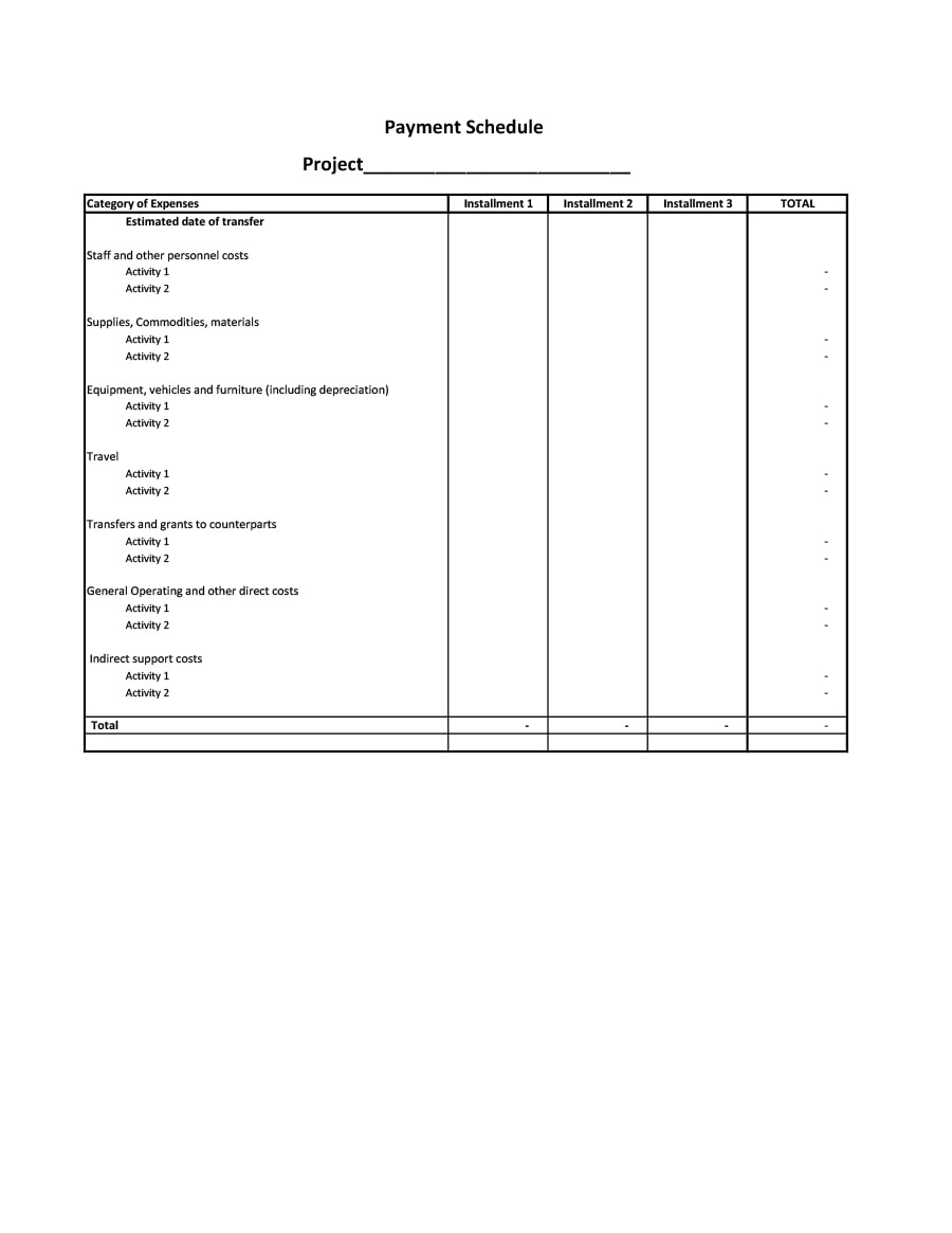 payment schedule template