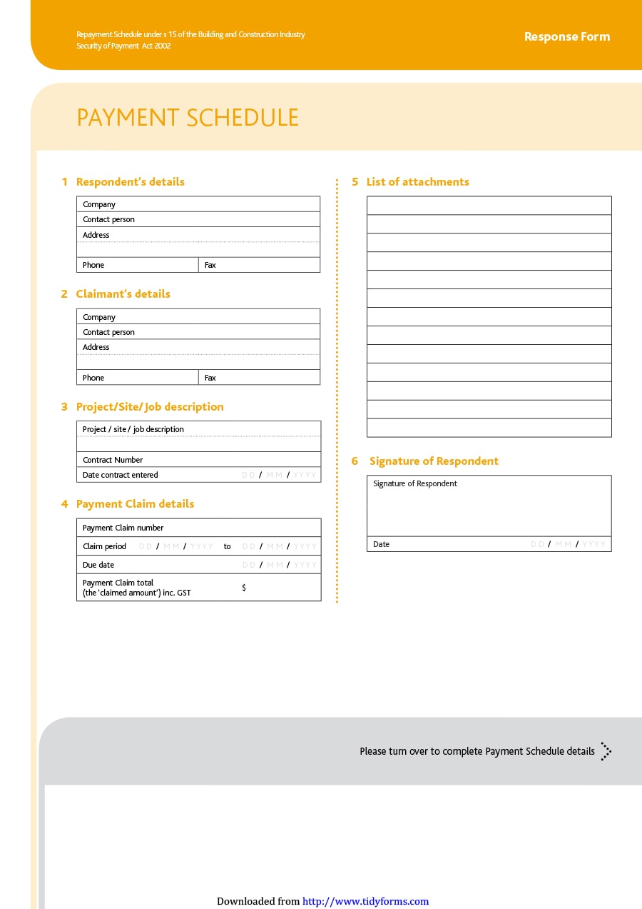 payment schedule template