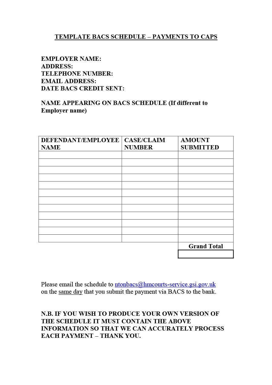 payment schedule template