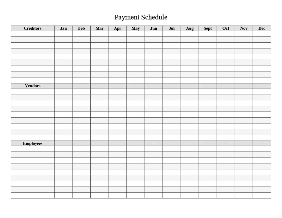 payment schedule template