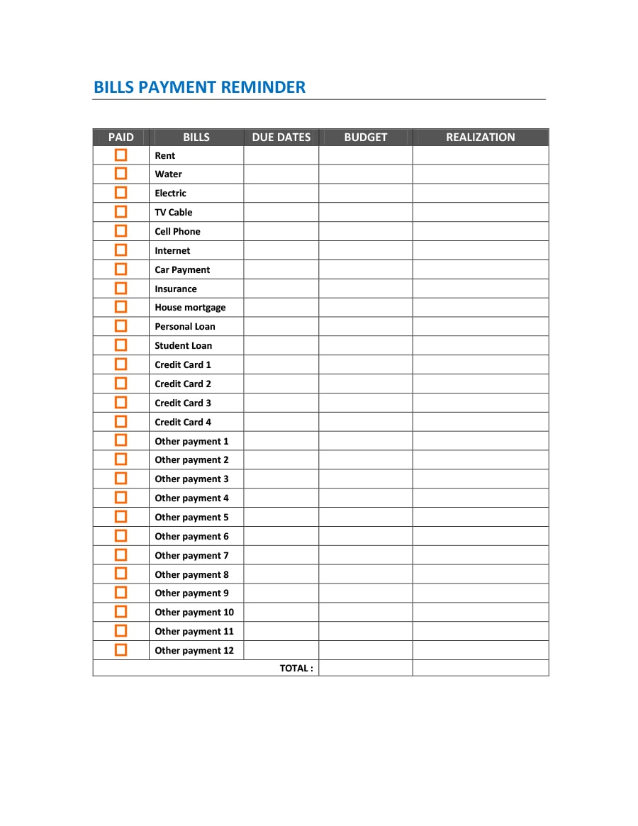 payment schedule template