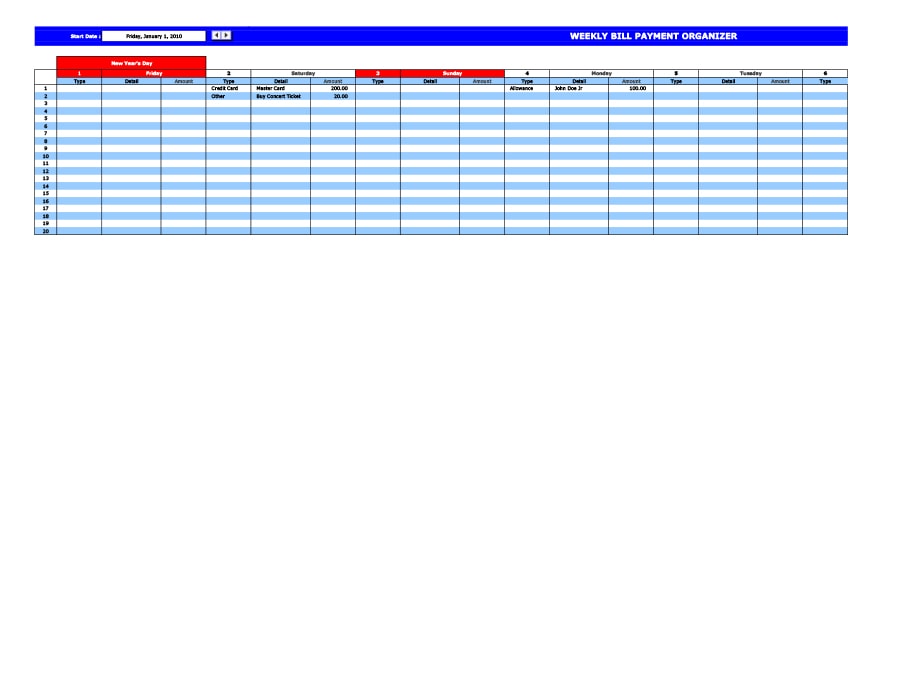 payment schedule template