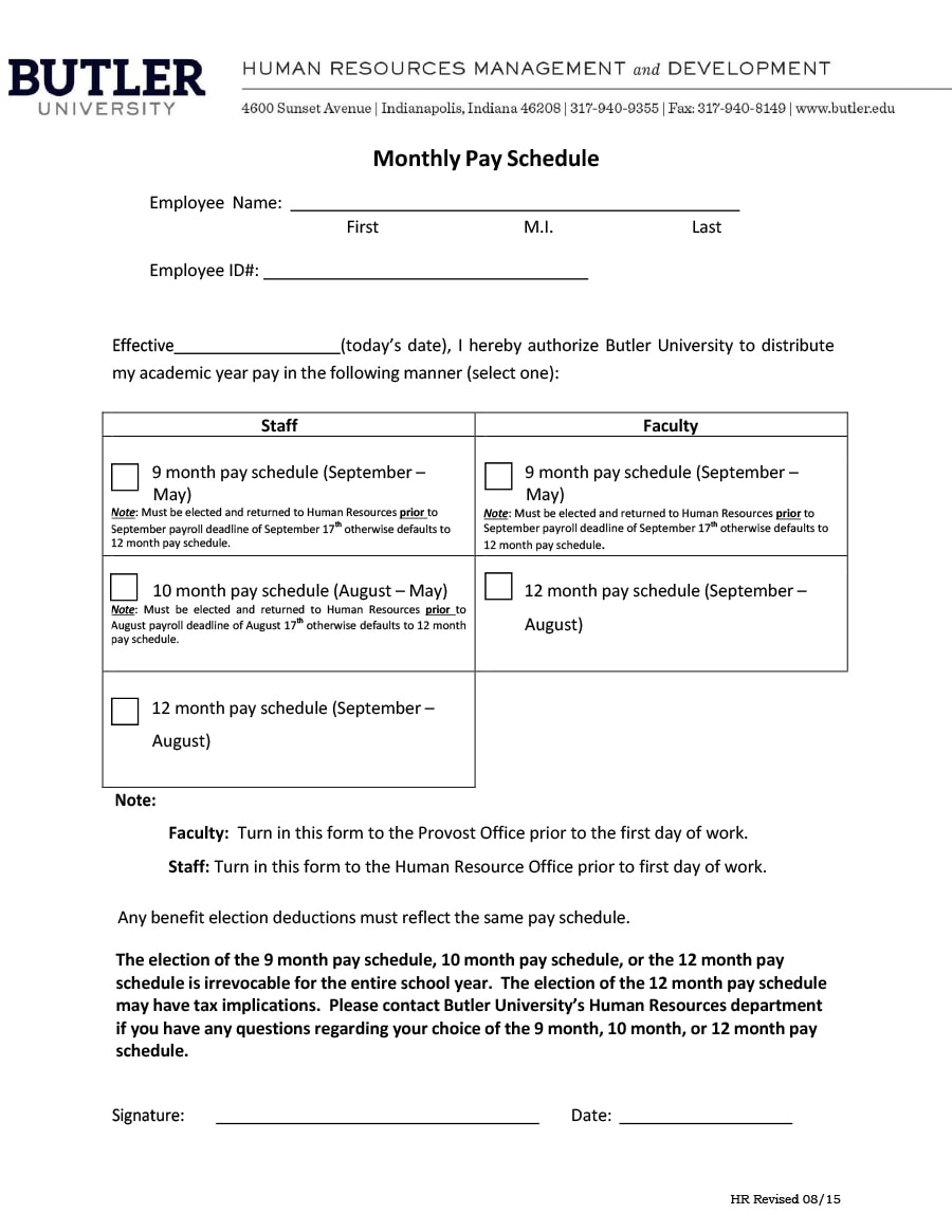 payment schedule template