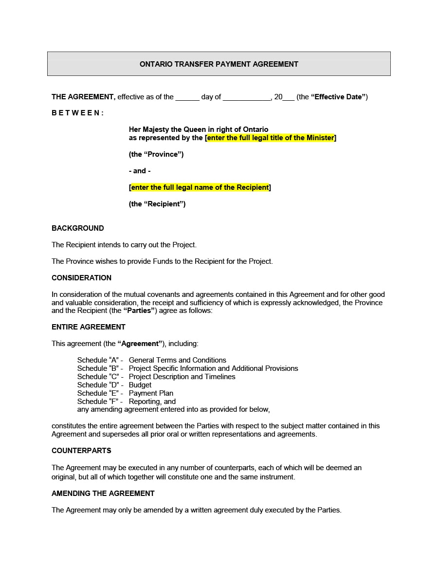 payment schedule template