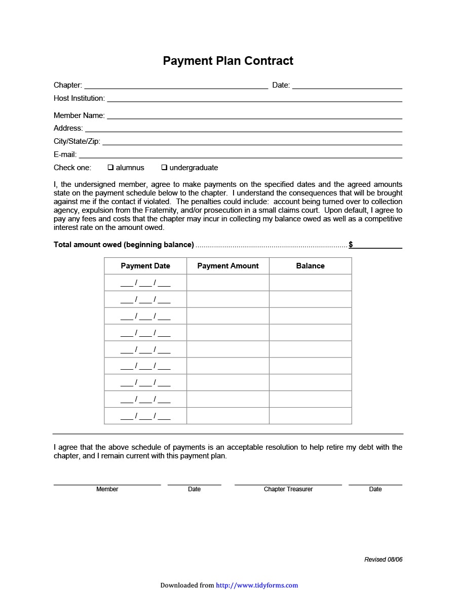 payment schedule template