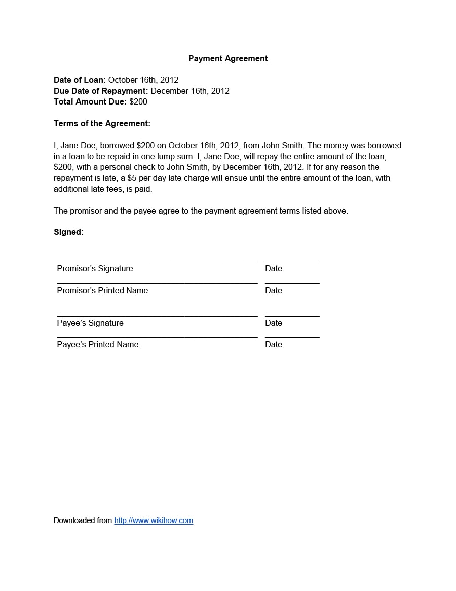 payment schedule template