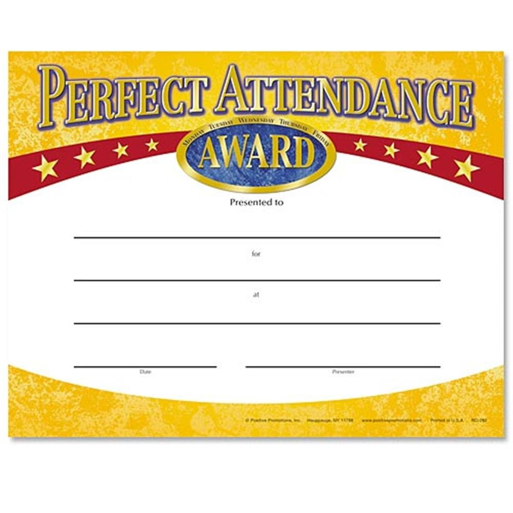 perfect attendance award certificate template