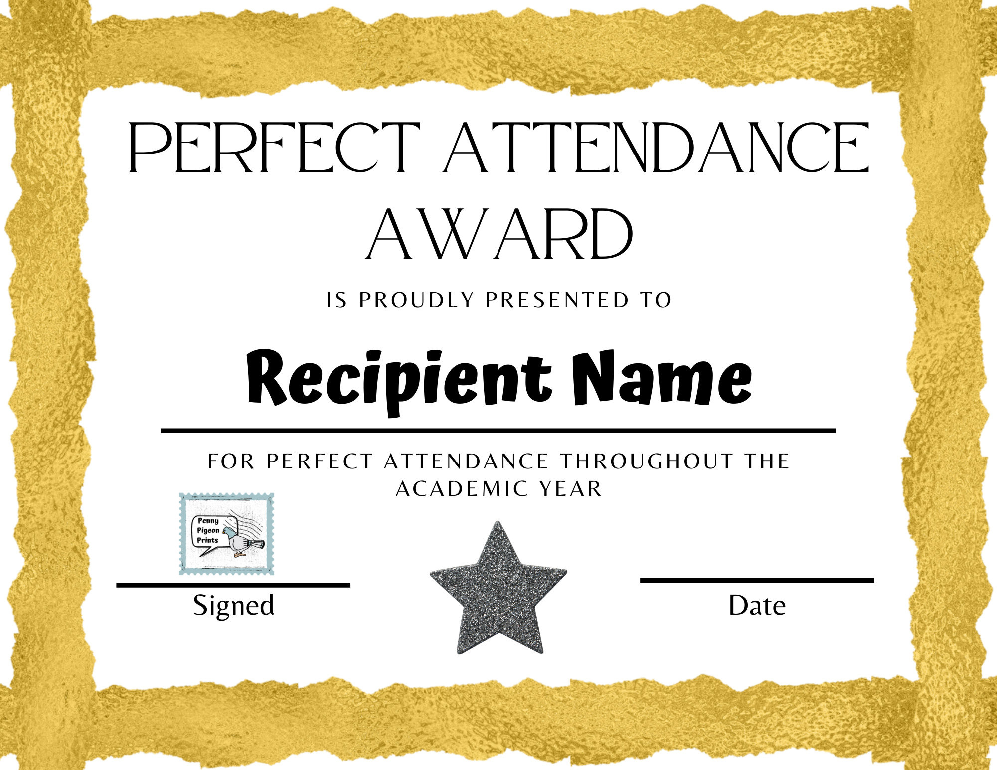 perfect attendance award certificate template