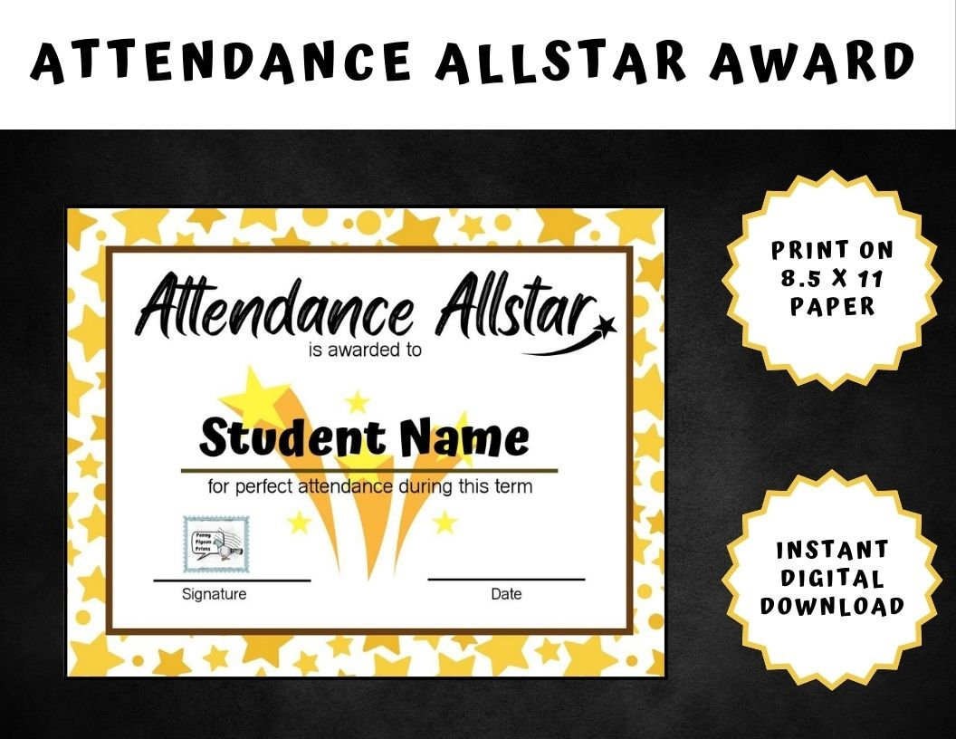 perfect attendance award certificate template