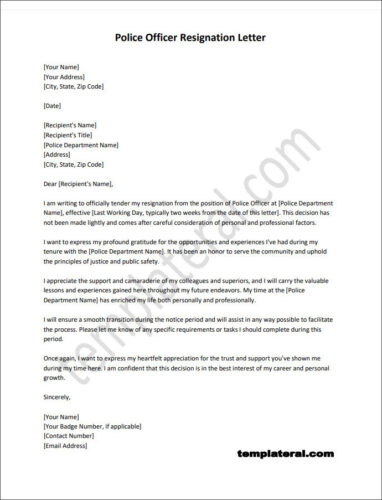 √ Police Officer Resignation Letter Template (With Sample)