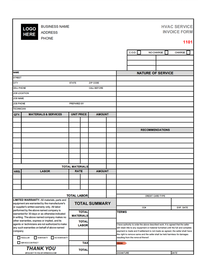 printable HVAC estimate template sample