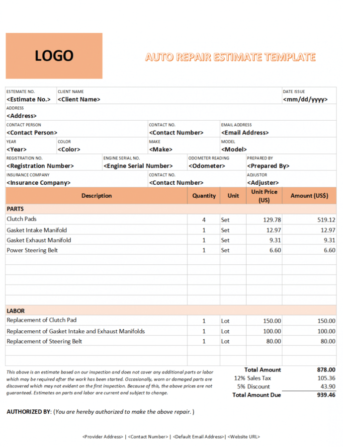 printable drywall repair estimate template example