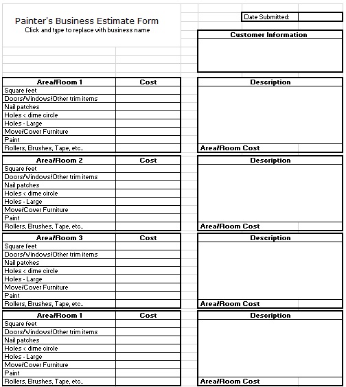 printable estimate template for painting example