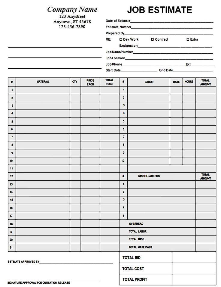 printable flooring estimate template