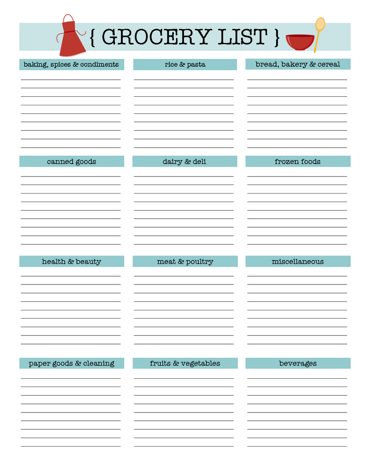 printable grocery price list template example