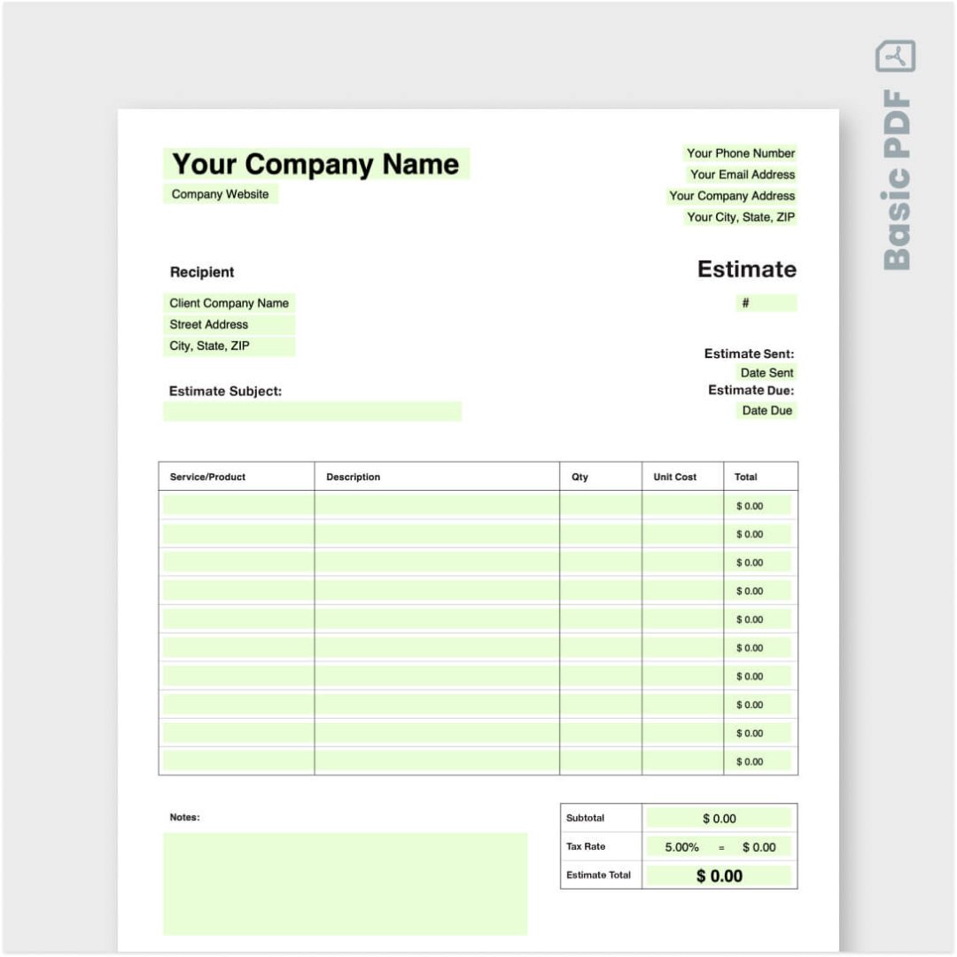 printable handyman estimate template sample