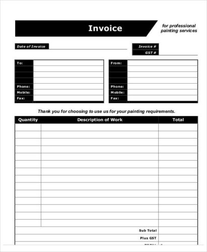 √ Printable Painting Invoice Template