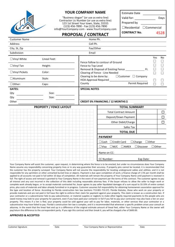 √ Printable Pool Estimate Template