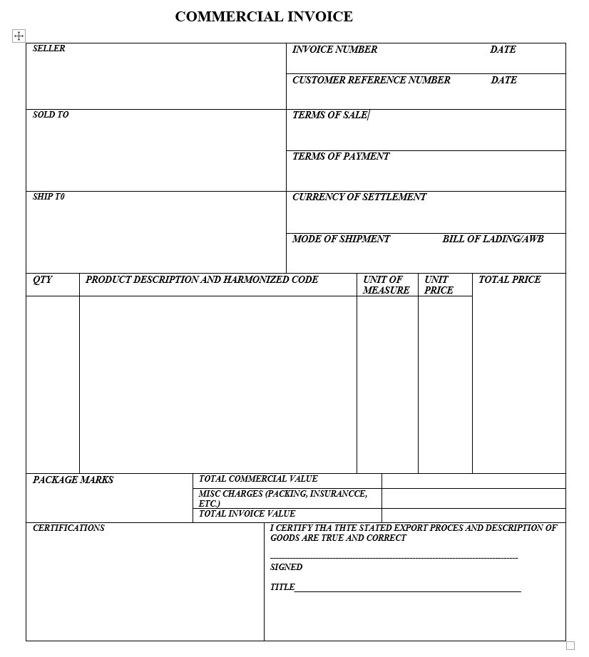 printable shipping invoice template example