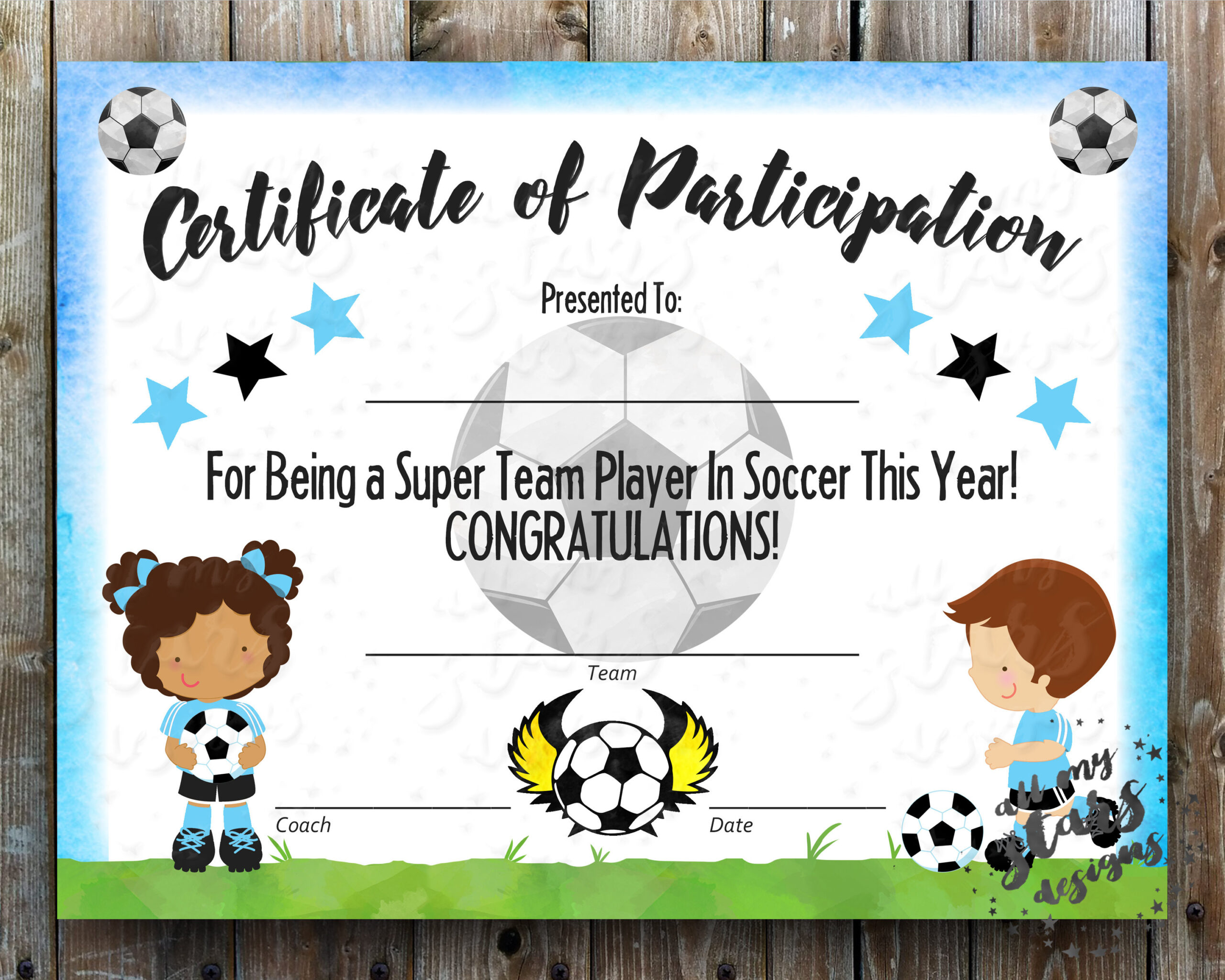 soccer award certificate template