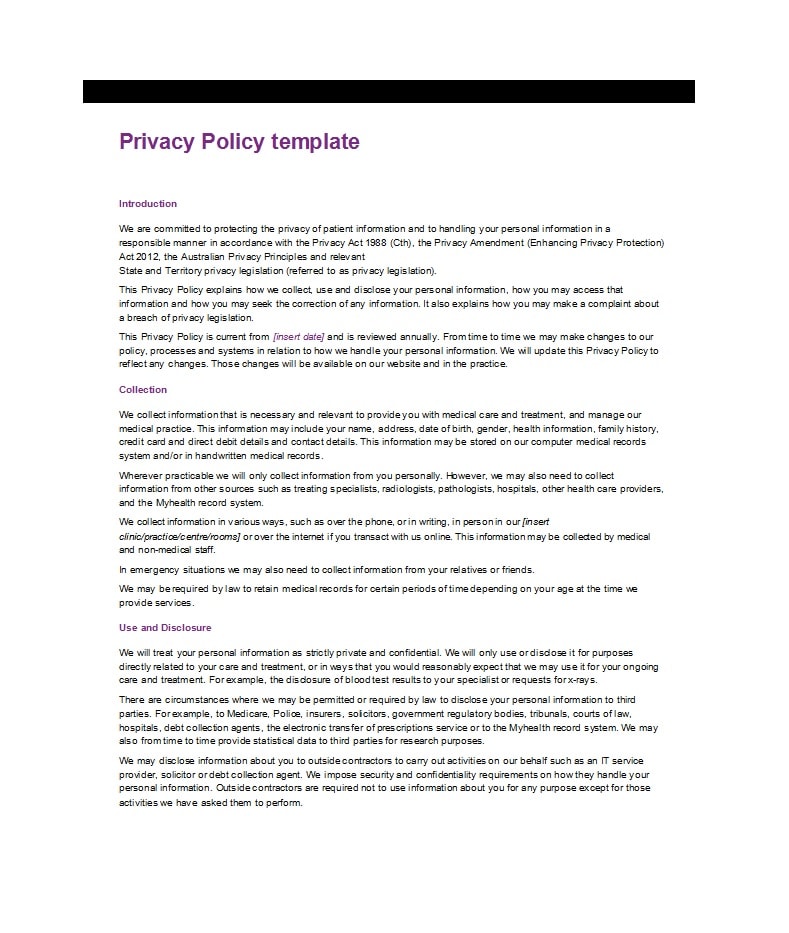 privacy policy template