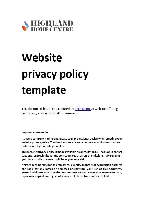 privacy policy template