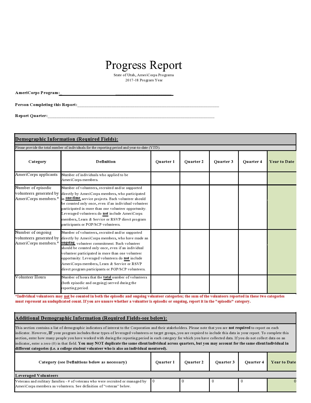 progress report template