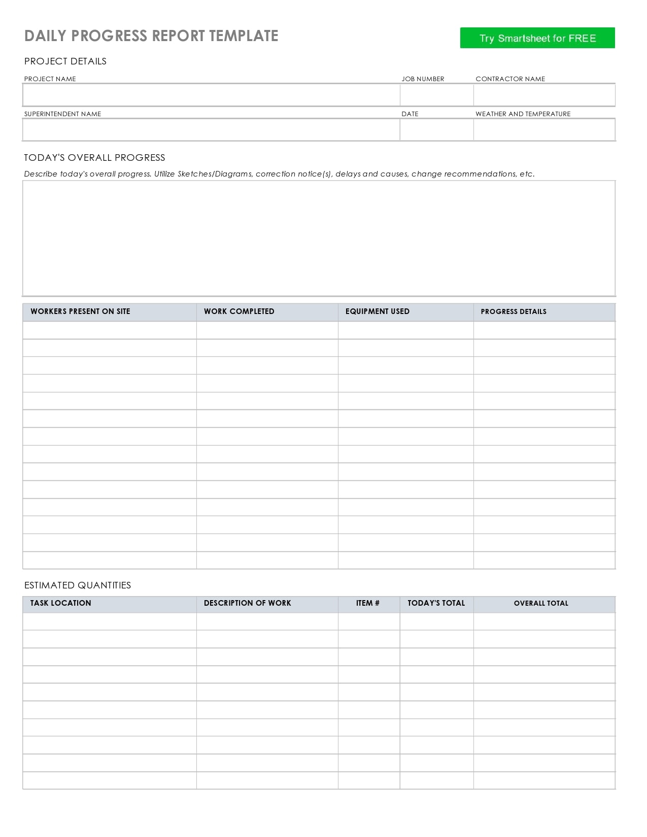 progress report template