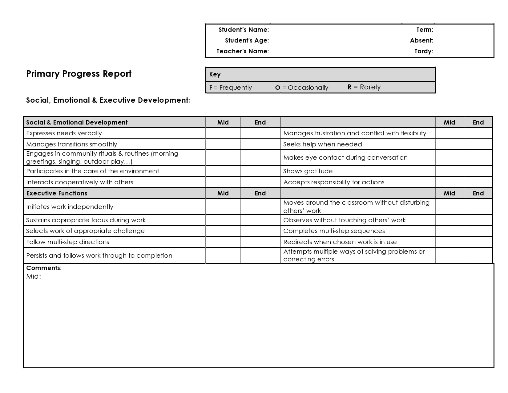 progress report template