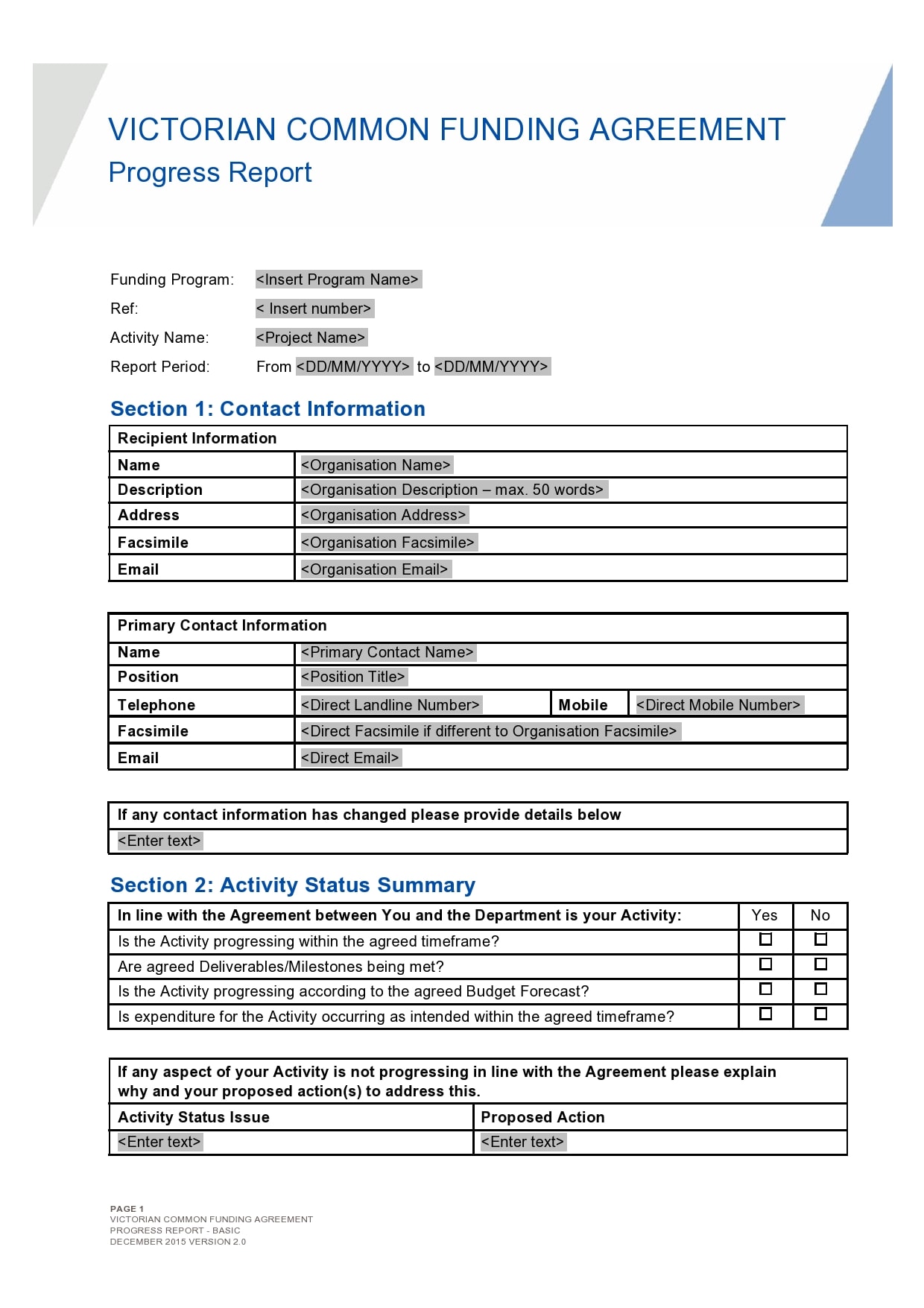 progress report template