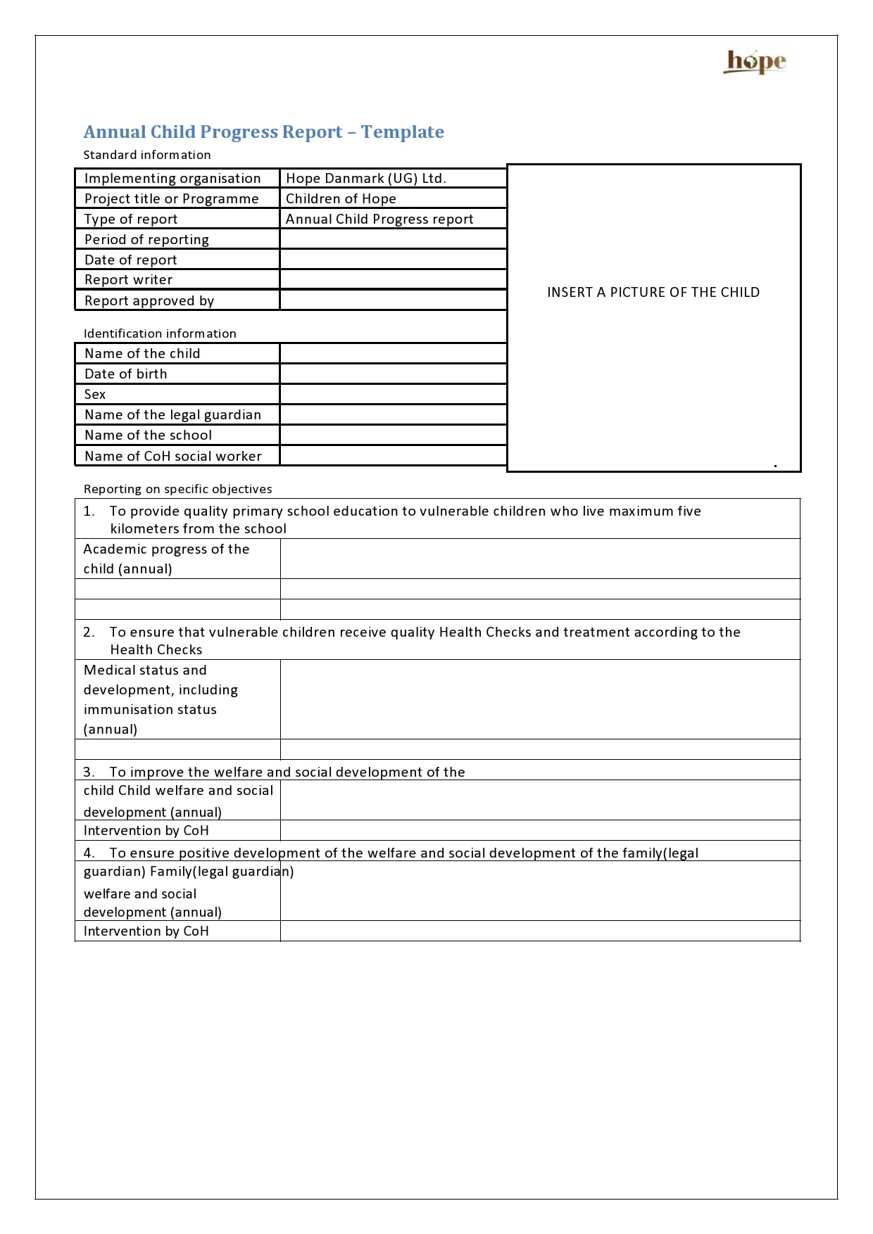 progress report template