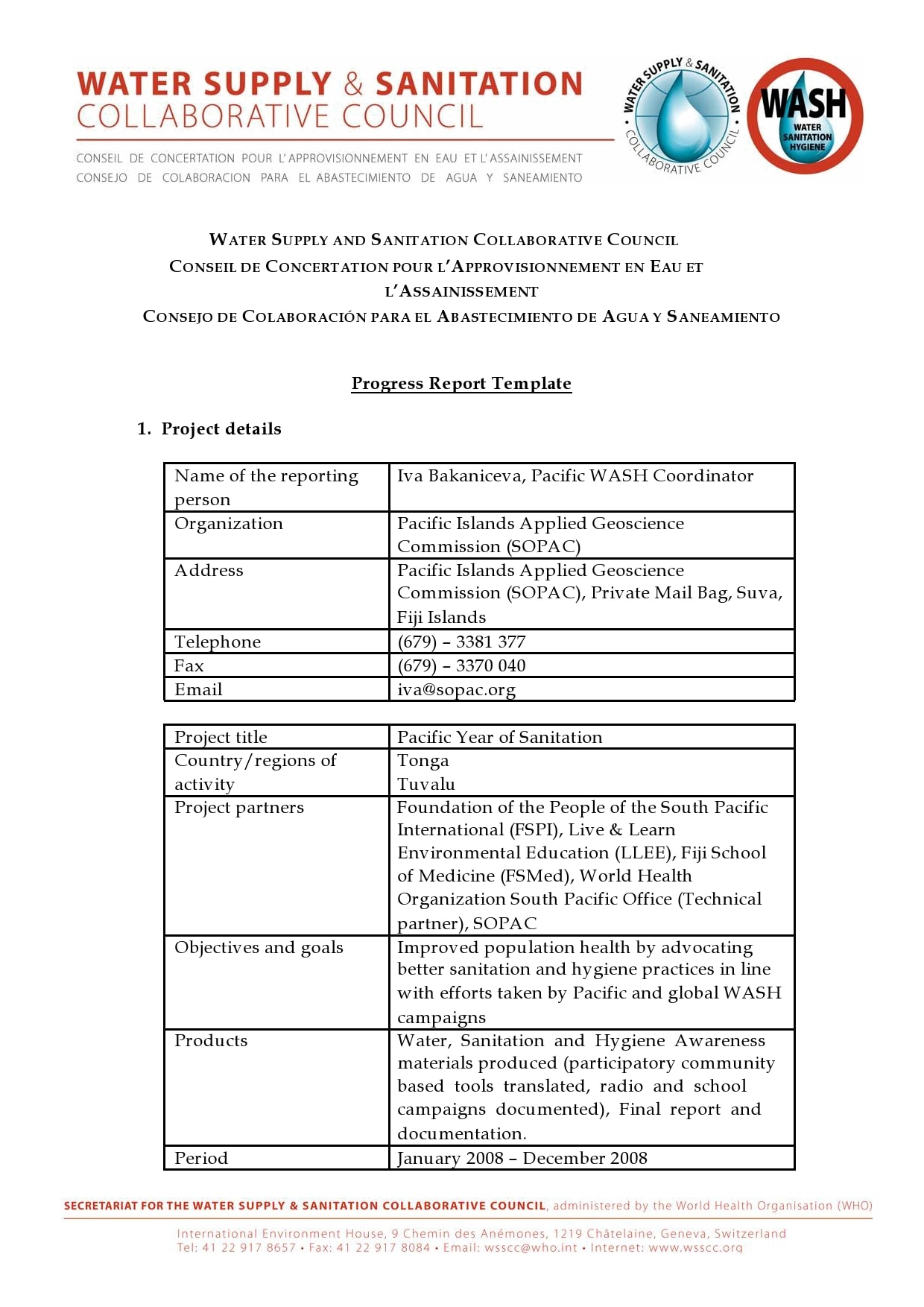 progress report template