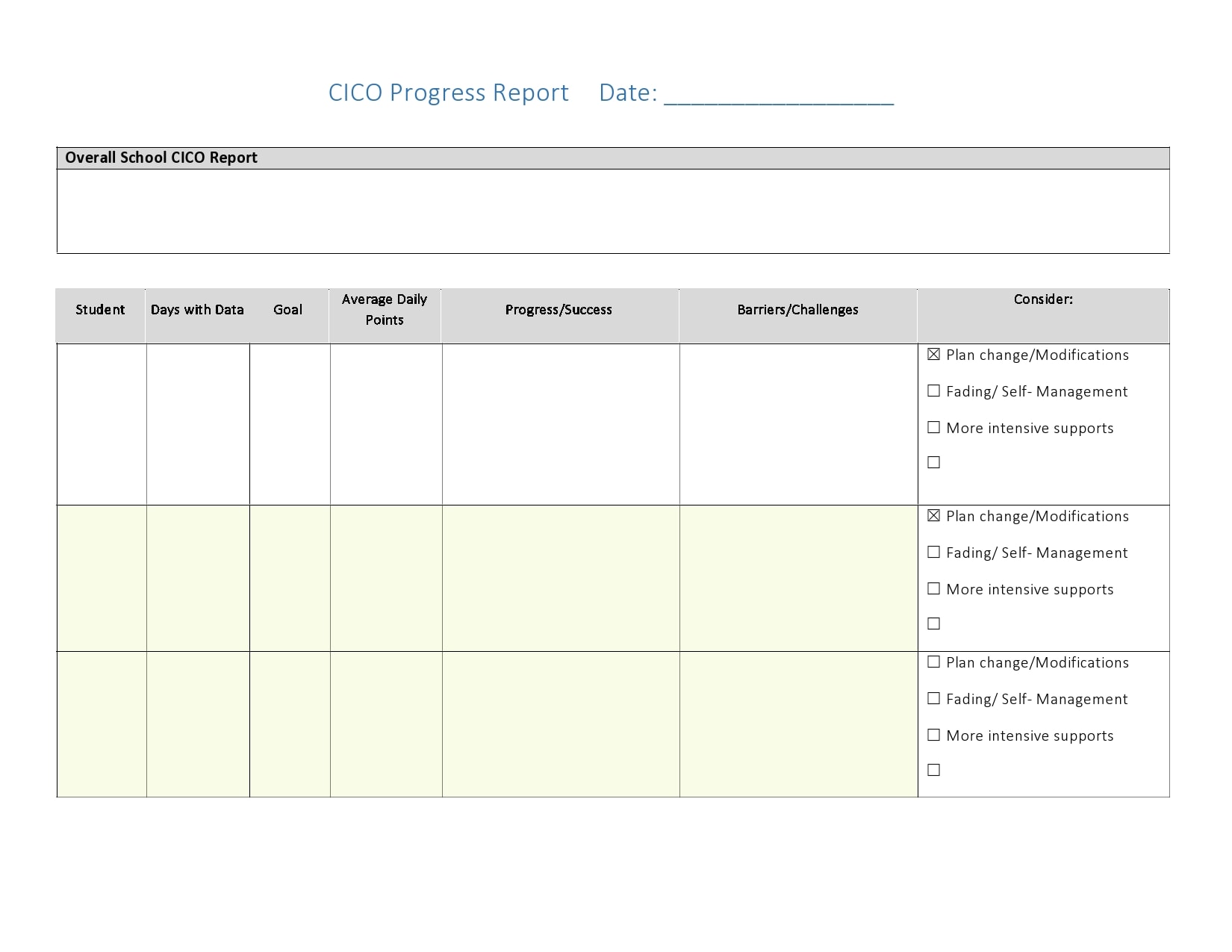 progress report template