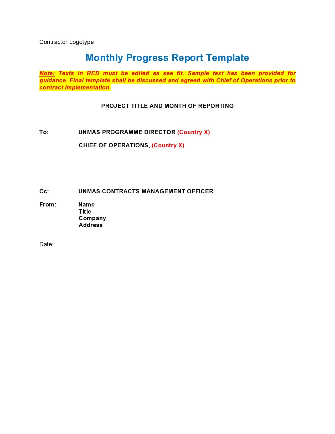 progress report template