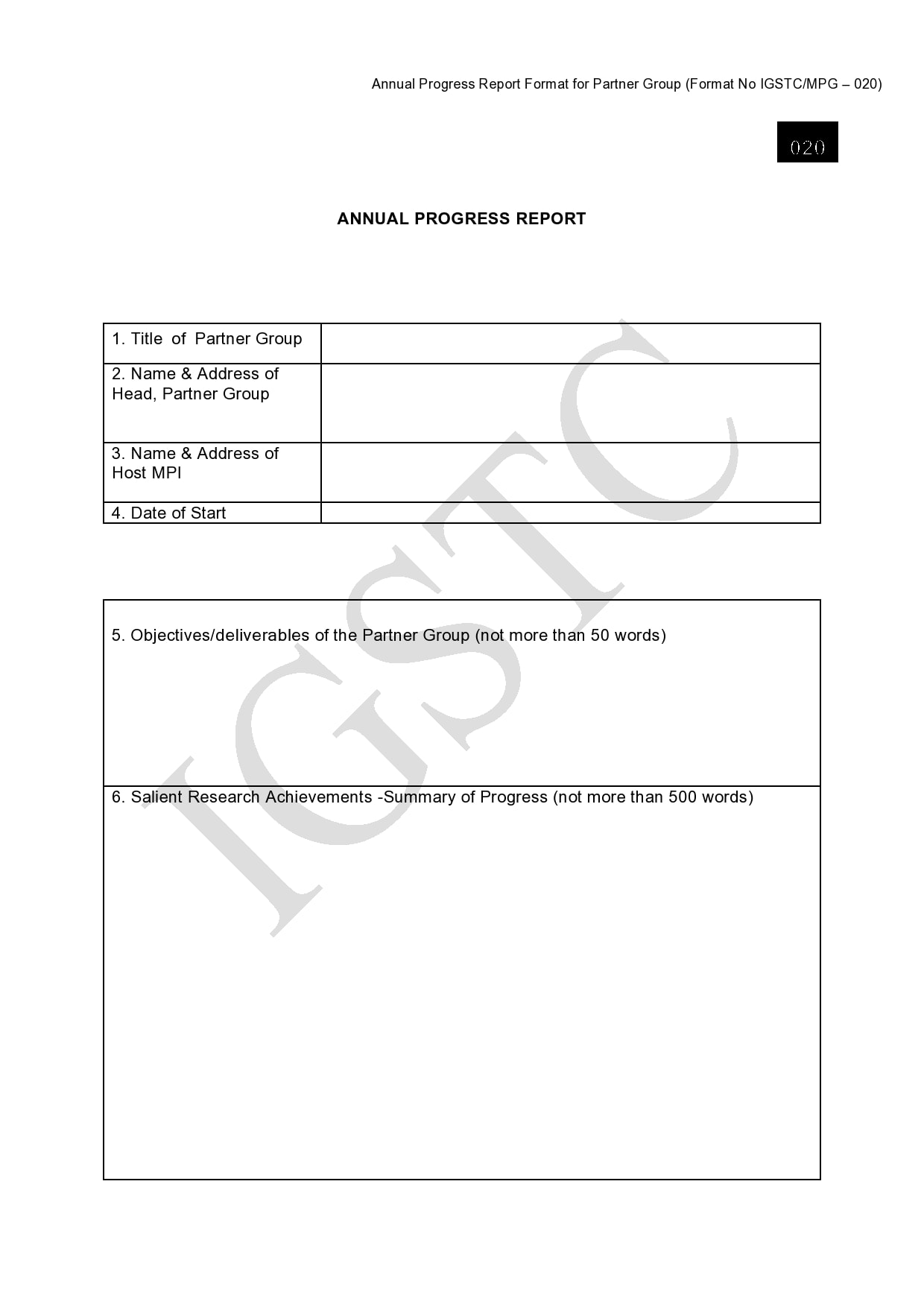 progress report template