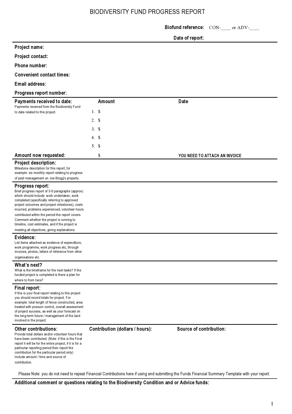 progress report template