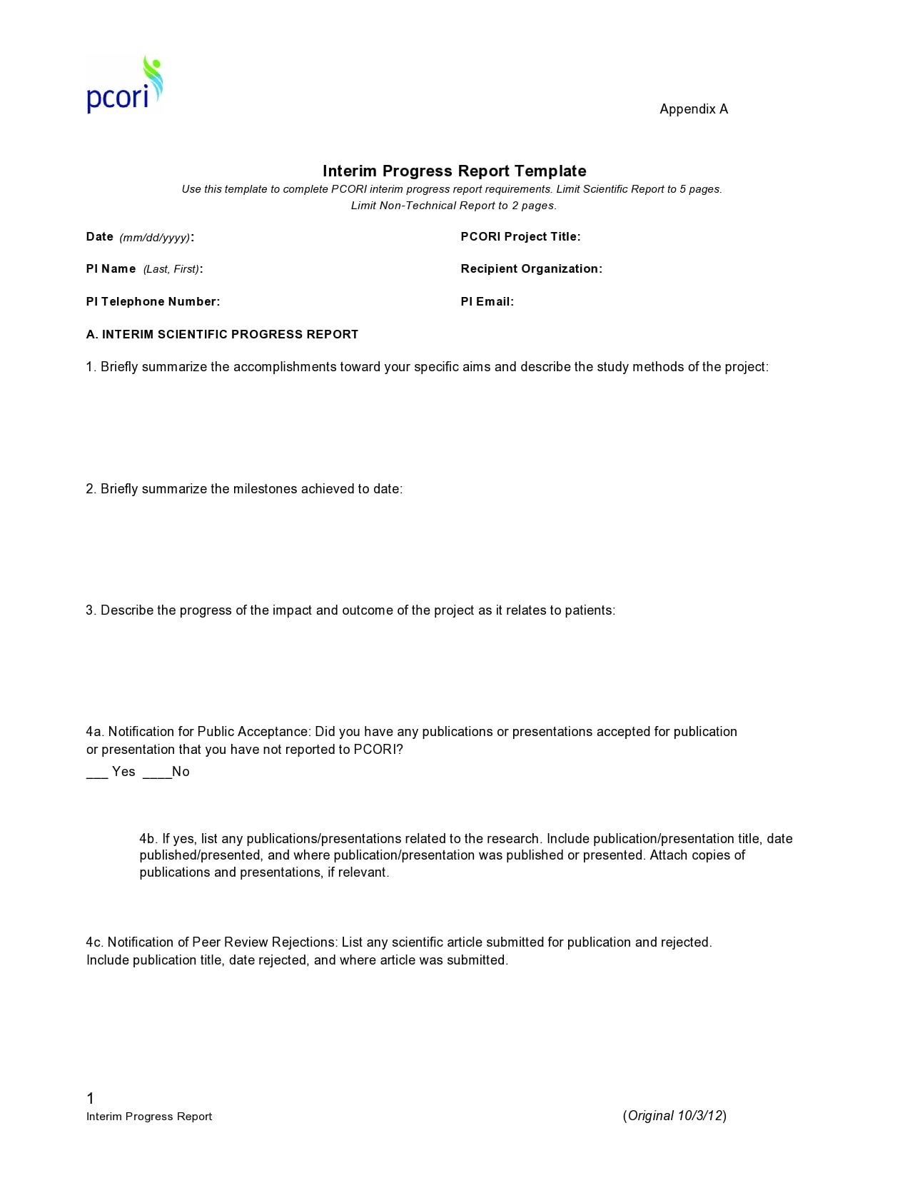 progress report template