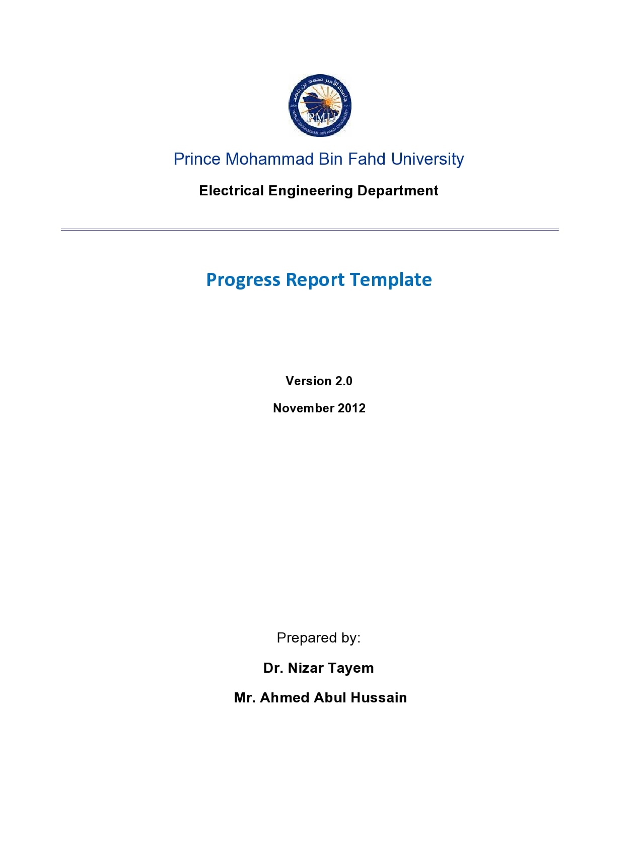 progress report template