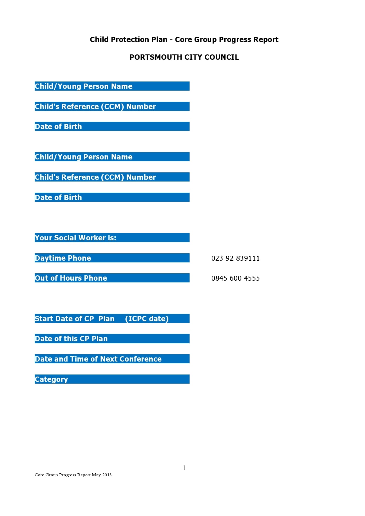 progress report template