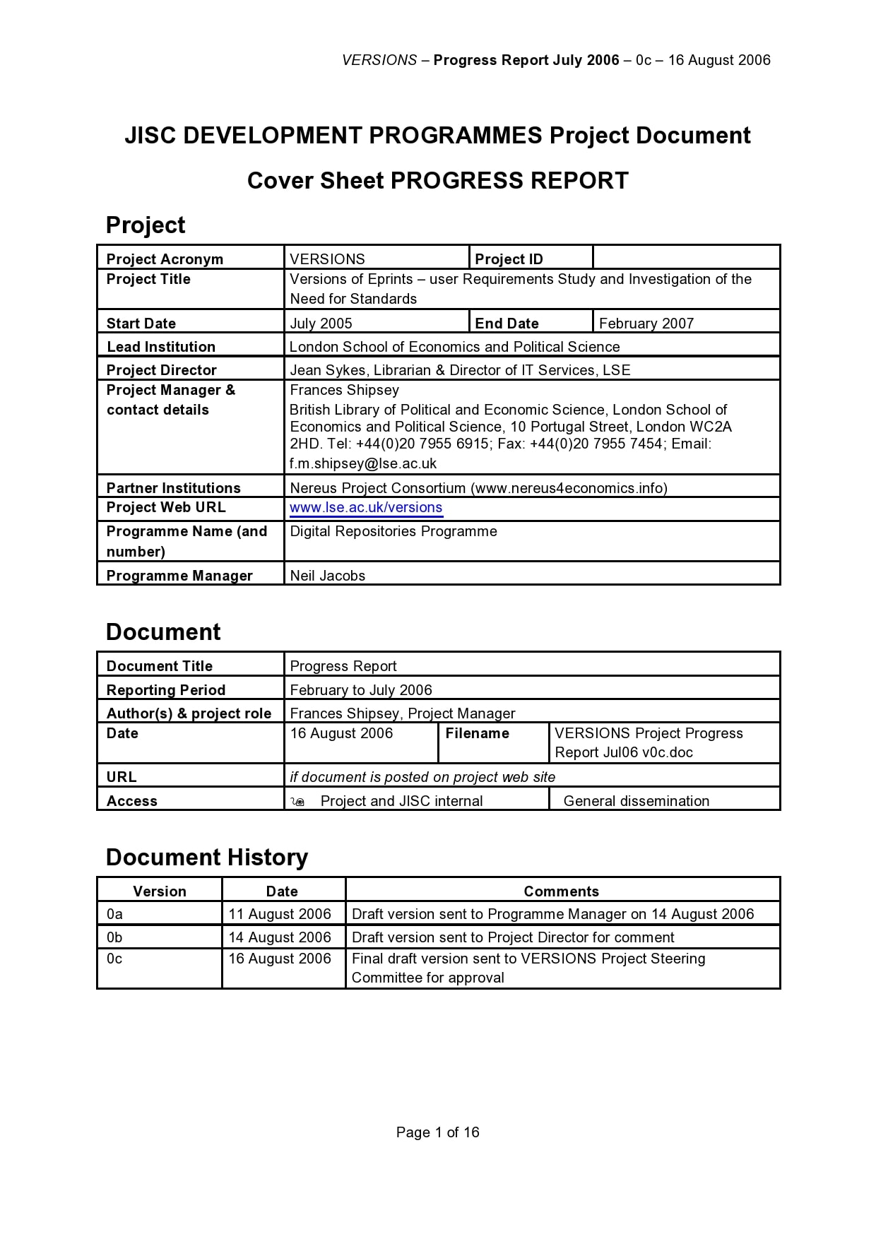 progress report template