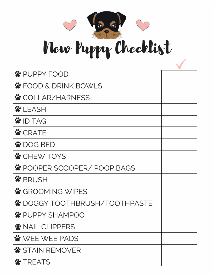 puppy shopping checklist template sample