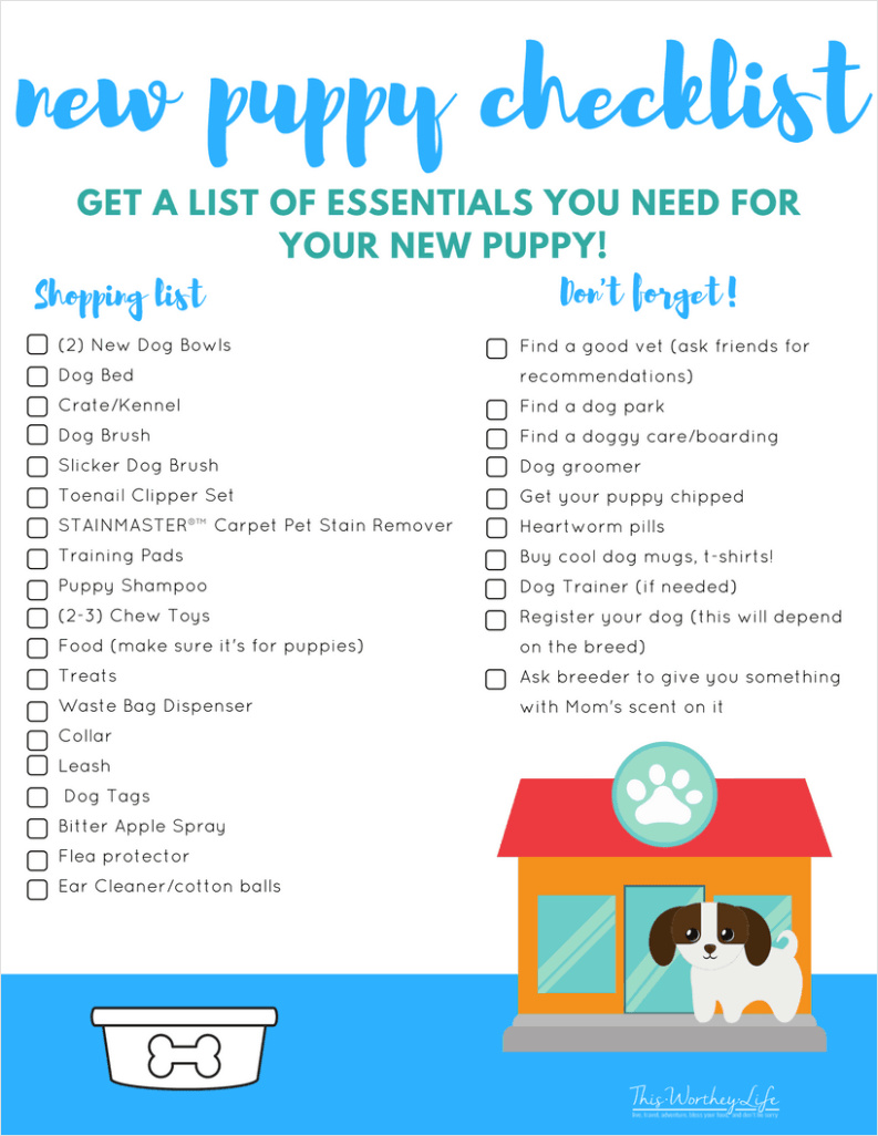 puppy shopping checklist template