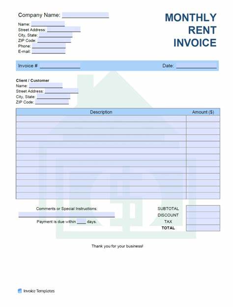 free printable rental invoice template word