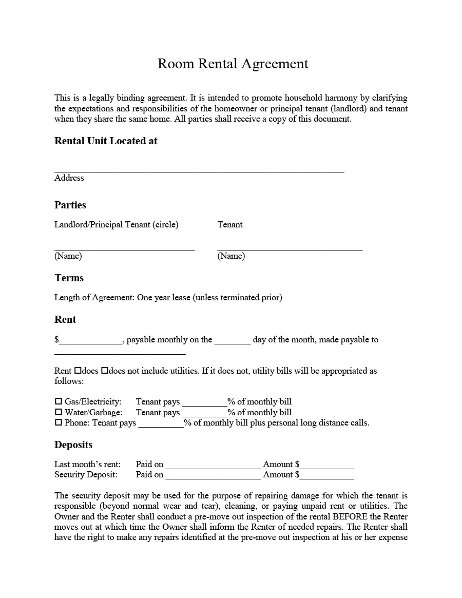 room rental agreement