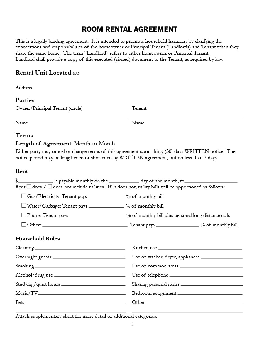 room rental agreement